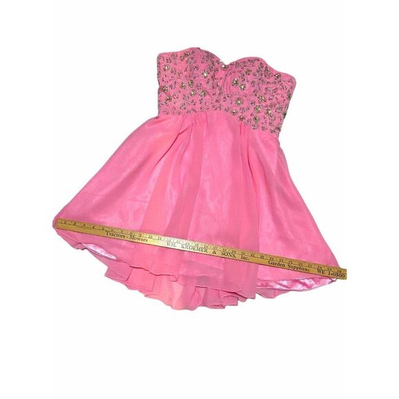 #3645 Womans Pink strapless shor prom party evening date dress Size M - Picture 3 of 11